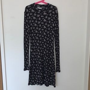 High-Neck Floral Print Dress